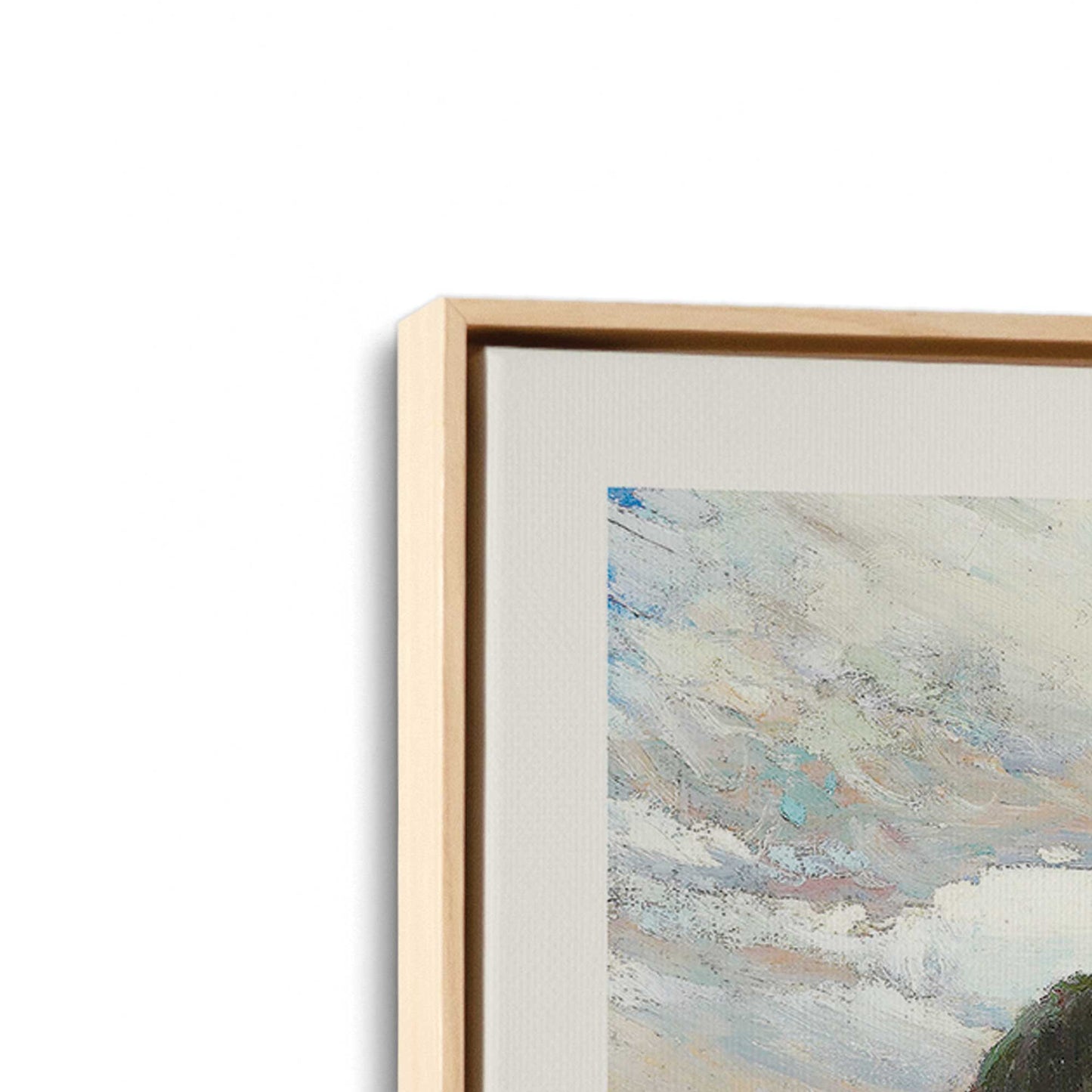 [Color:American Maple], Picture of art in a American Maple frame at an angle