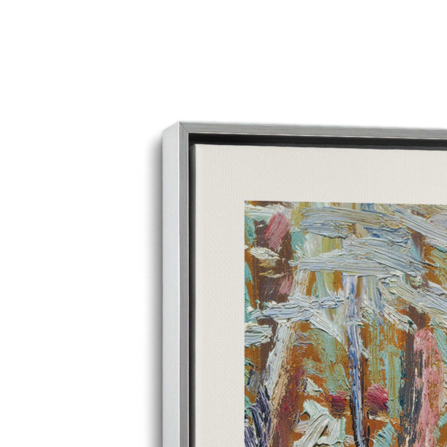 [Color:Polished Chrome], Picture of art in a Polished Chrome frame at an angle