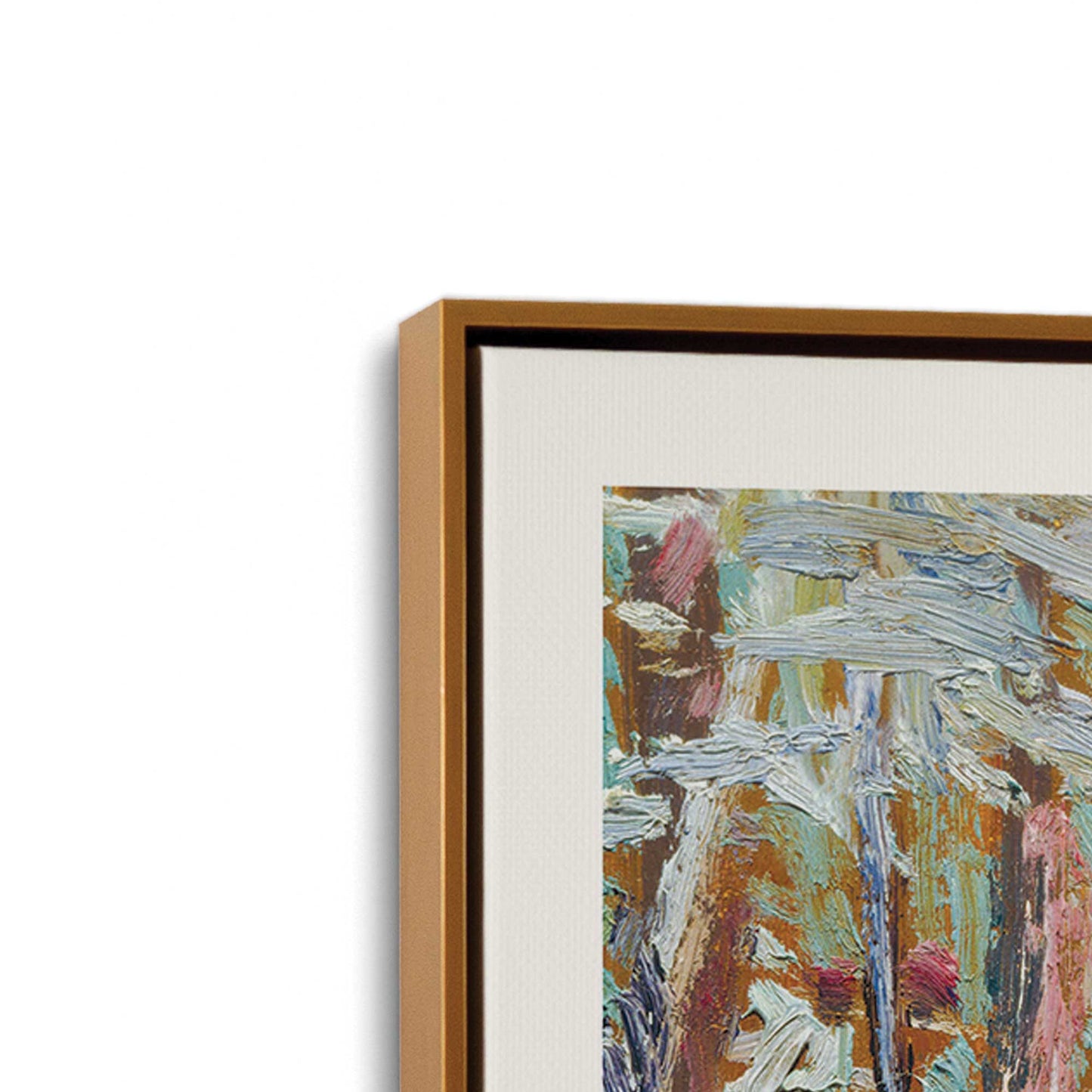[Color:Polished Gold], Picture of art in a Polished Gold frame at an angle
