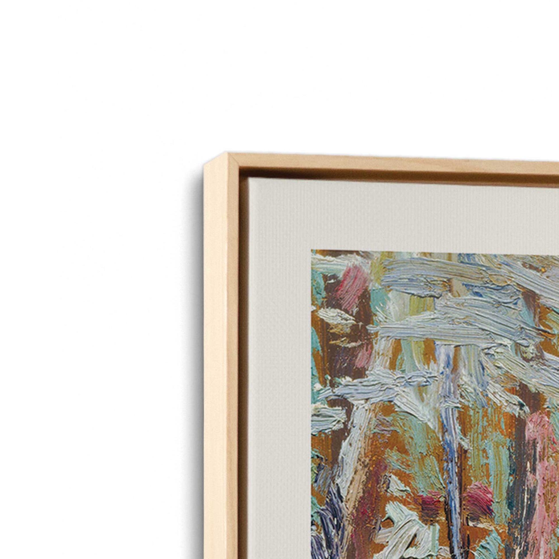 [Color:American Maple], Picture of art in a American Maple frame at an angle