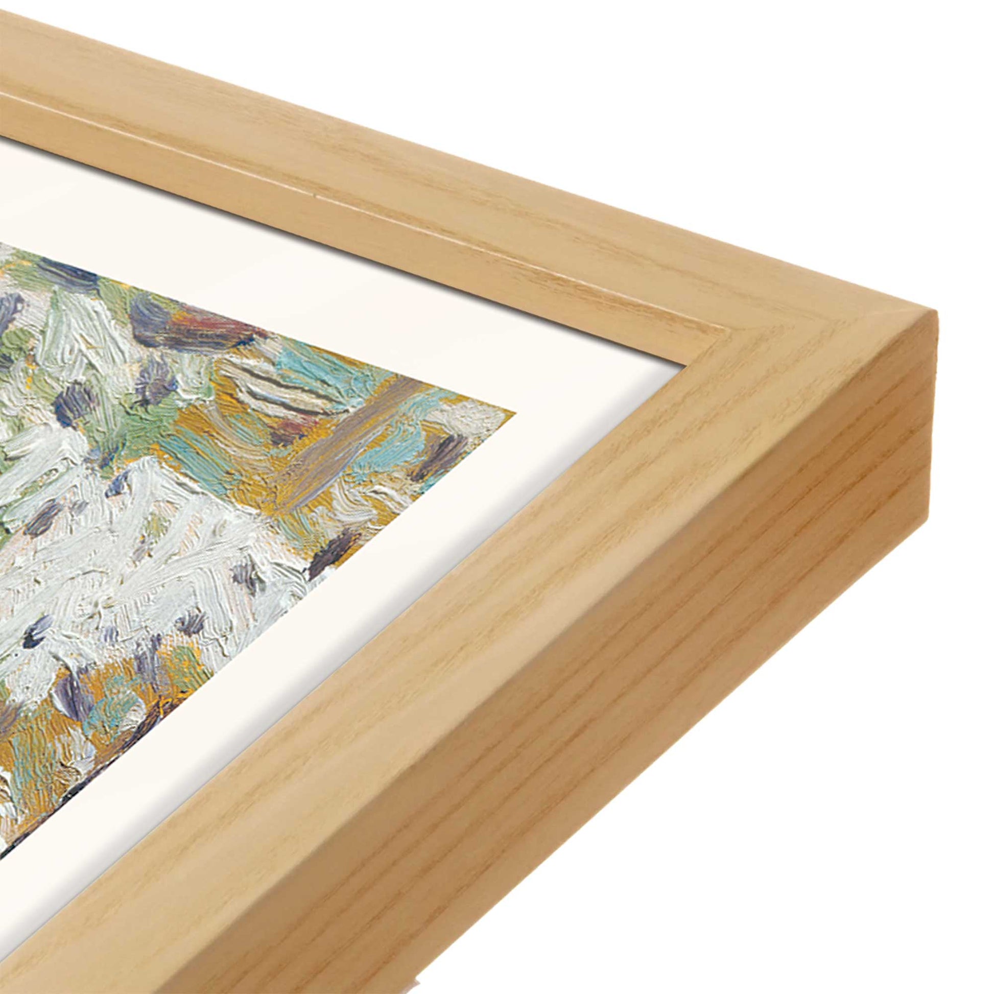 [Color:American Maple], Picture of art in a American Maple frame at an angle