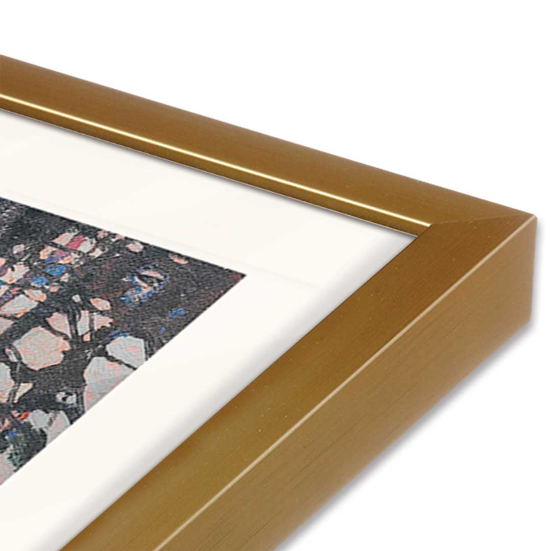 [Color:Polished Gold], Picture of art in a Polished Gold frame at an angle