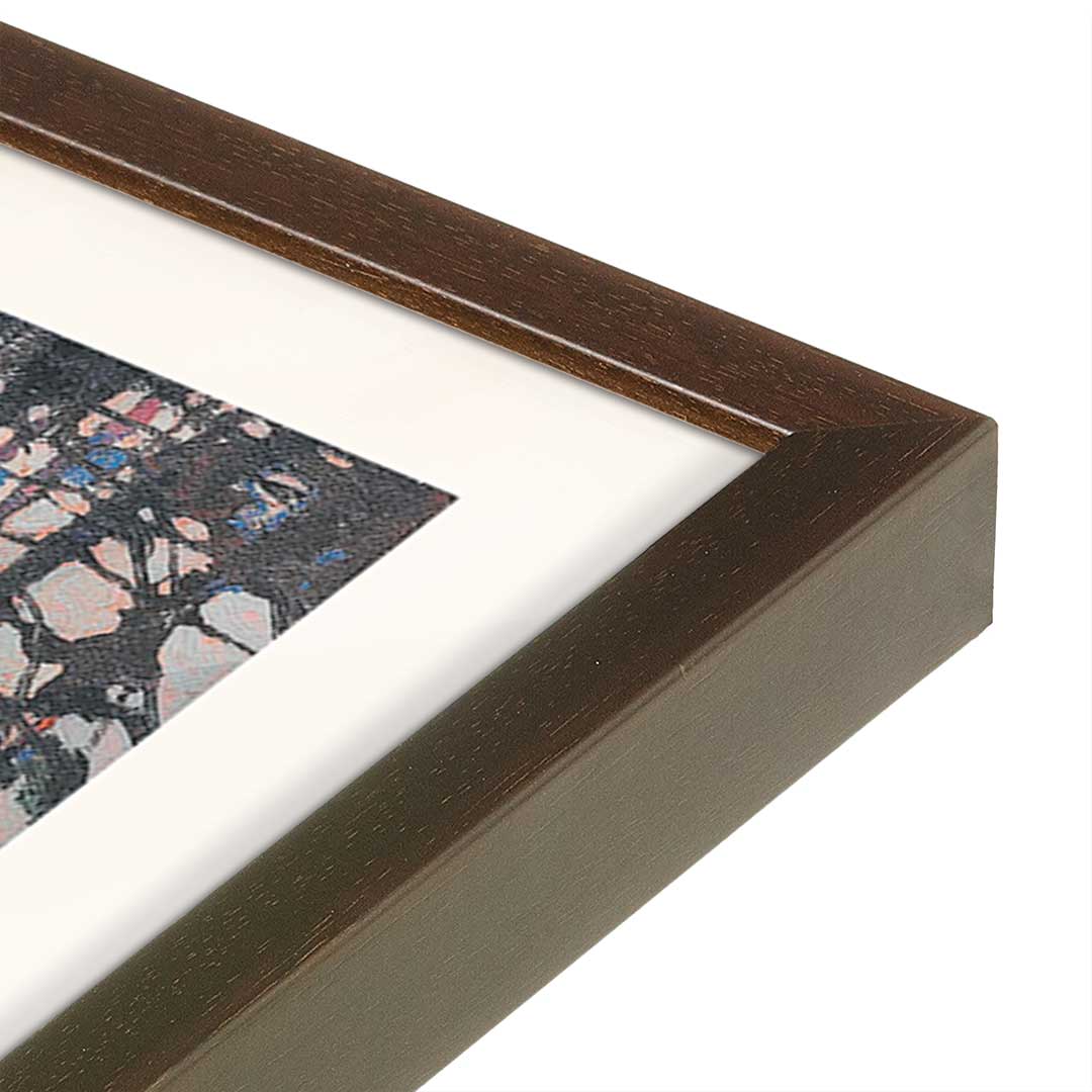 [Color:Brown], Picture of art in a Brown frame at an angle