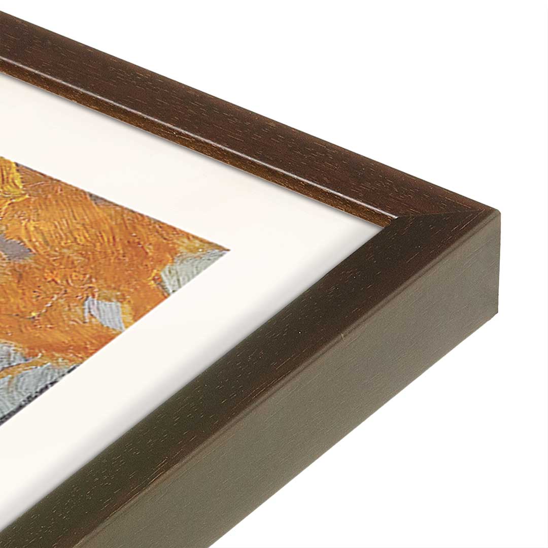 [Color:Brown], Picture of art in a Brown frame at an angle