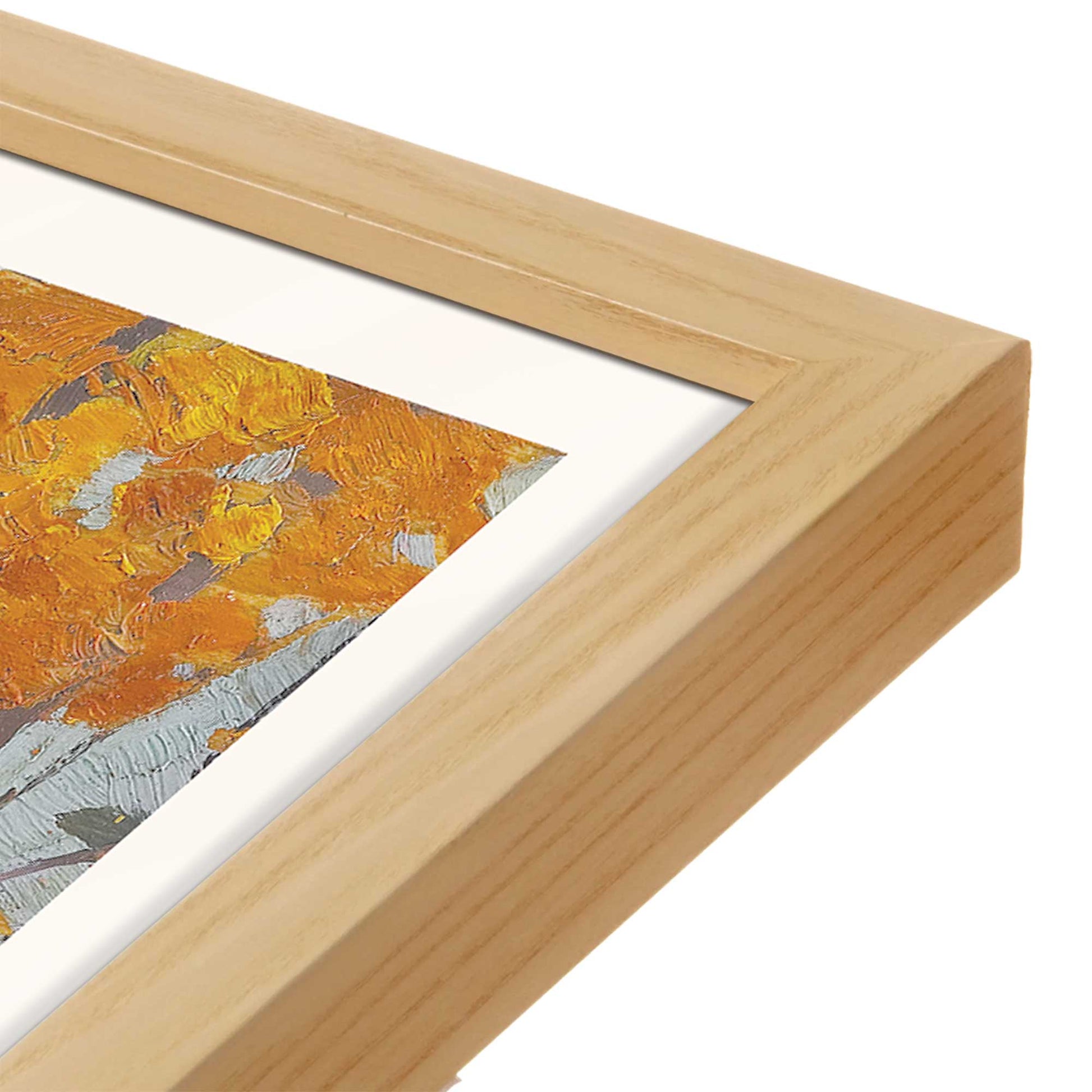 [Color:American Maple], Picture of art in a American Maple frame at an angle