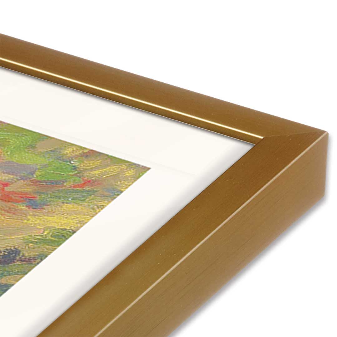 [Color:Polished Gold], Picture of art in a Polished Gold frame at an angle