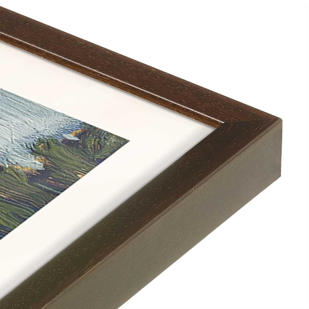 [Color:Brown], Picture of art in a Brown frame at an angle
