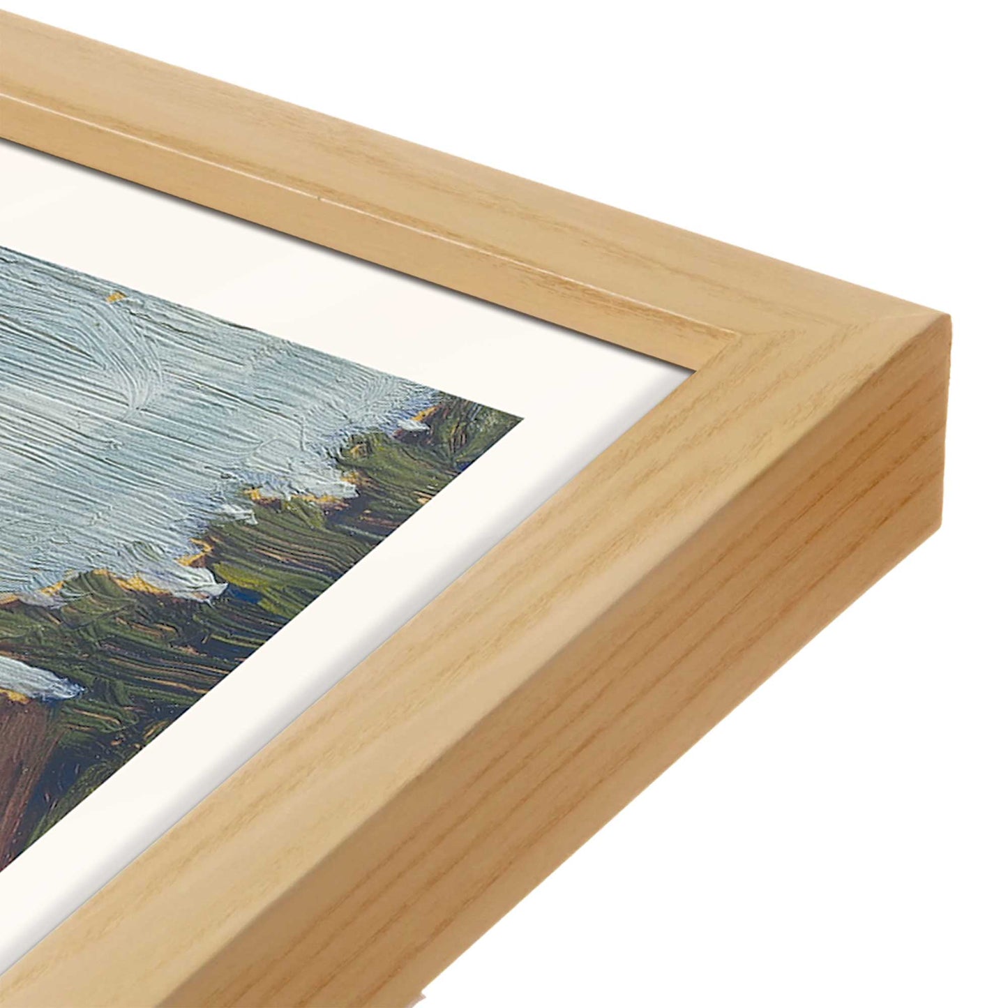 [Color:American Maple], Picture of art in a American Maple frame at an angle