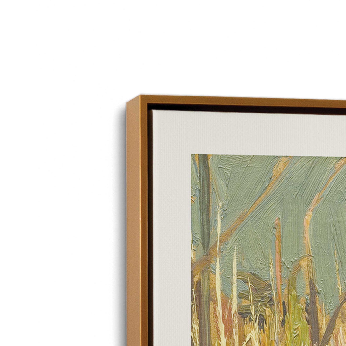 [Color:Polished Gold], Picture of art in a Polished Gold frame at an angle