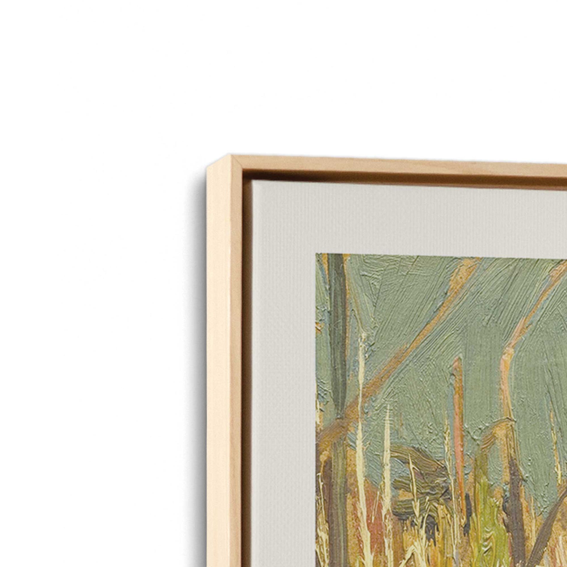 [Color:American Maple], Picture of art in a American Maple frame at an angle
