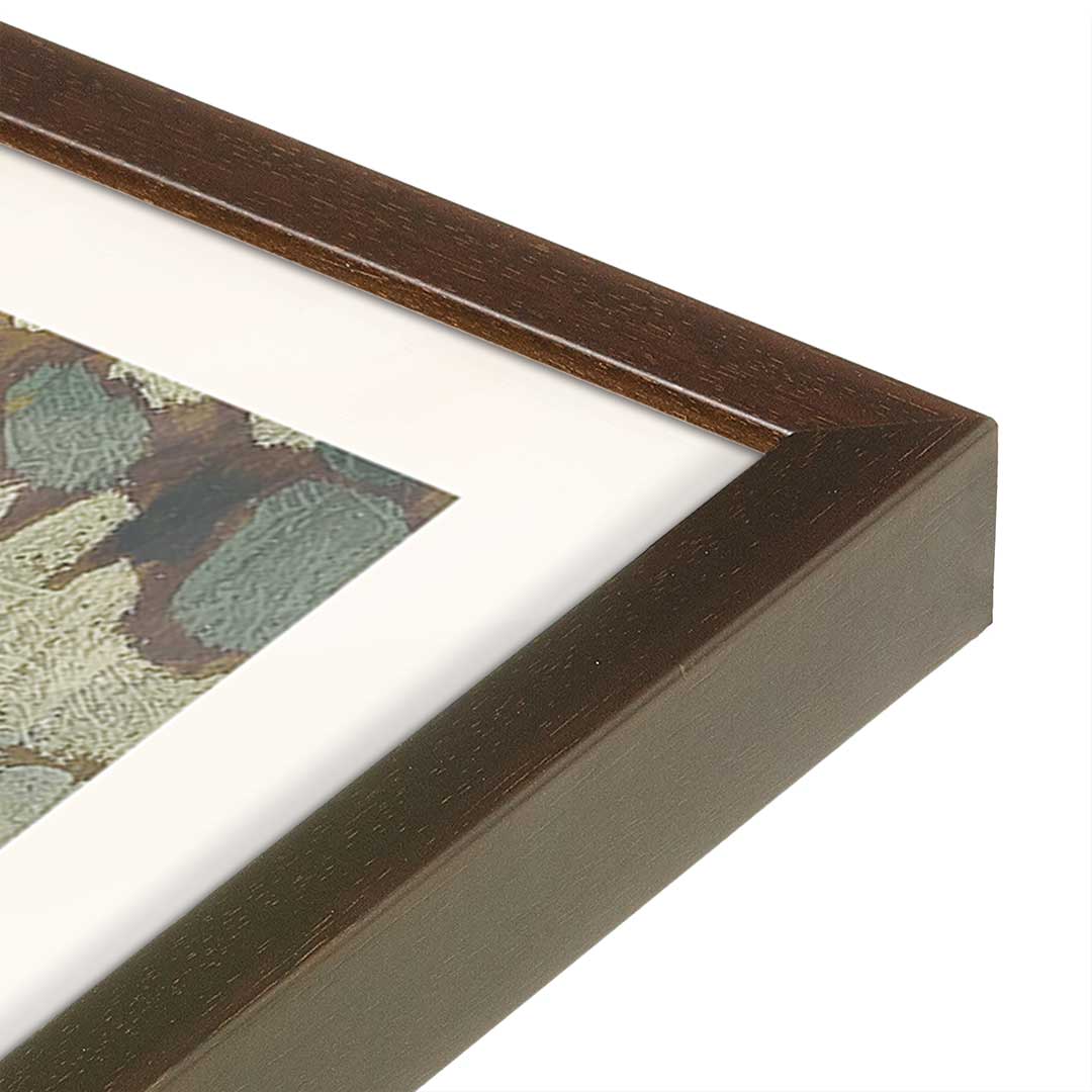 [Color:Brown], Picture of art in a Brown frame at an angle