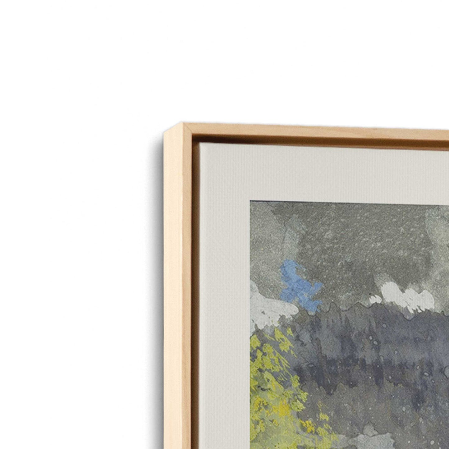 [Color:American Maple], Picture of art in a American Maple frame at an angle