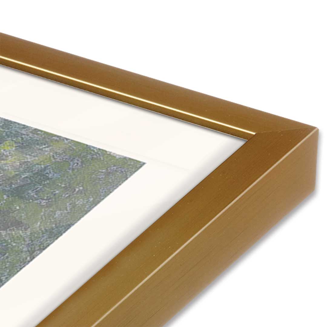 [Color:Polished Gold], Picture of art in a Polished Gold frame at an angle