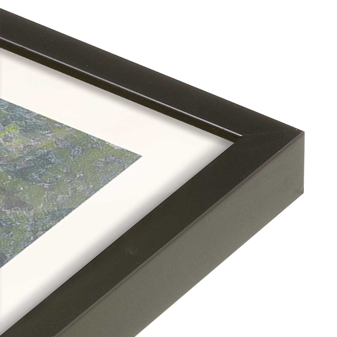 [Color:Satin Black], Picture of art in a Satin Black frame at an angle