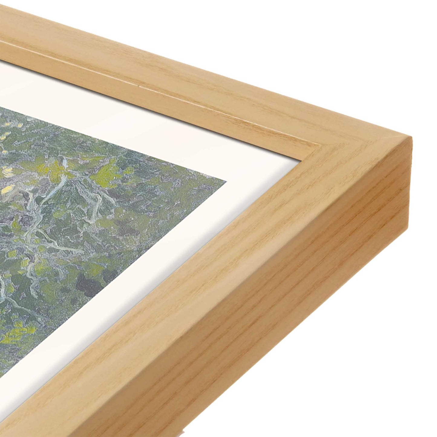 [Color:American Maple], Picture of art in a American Maple frame at an angle