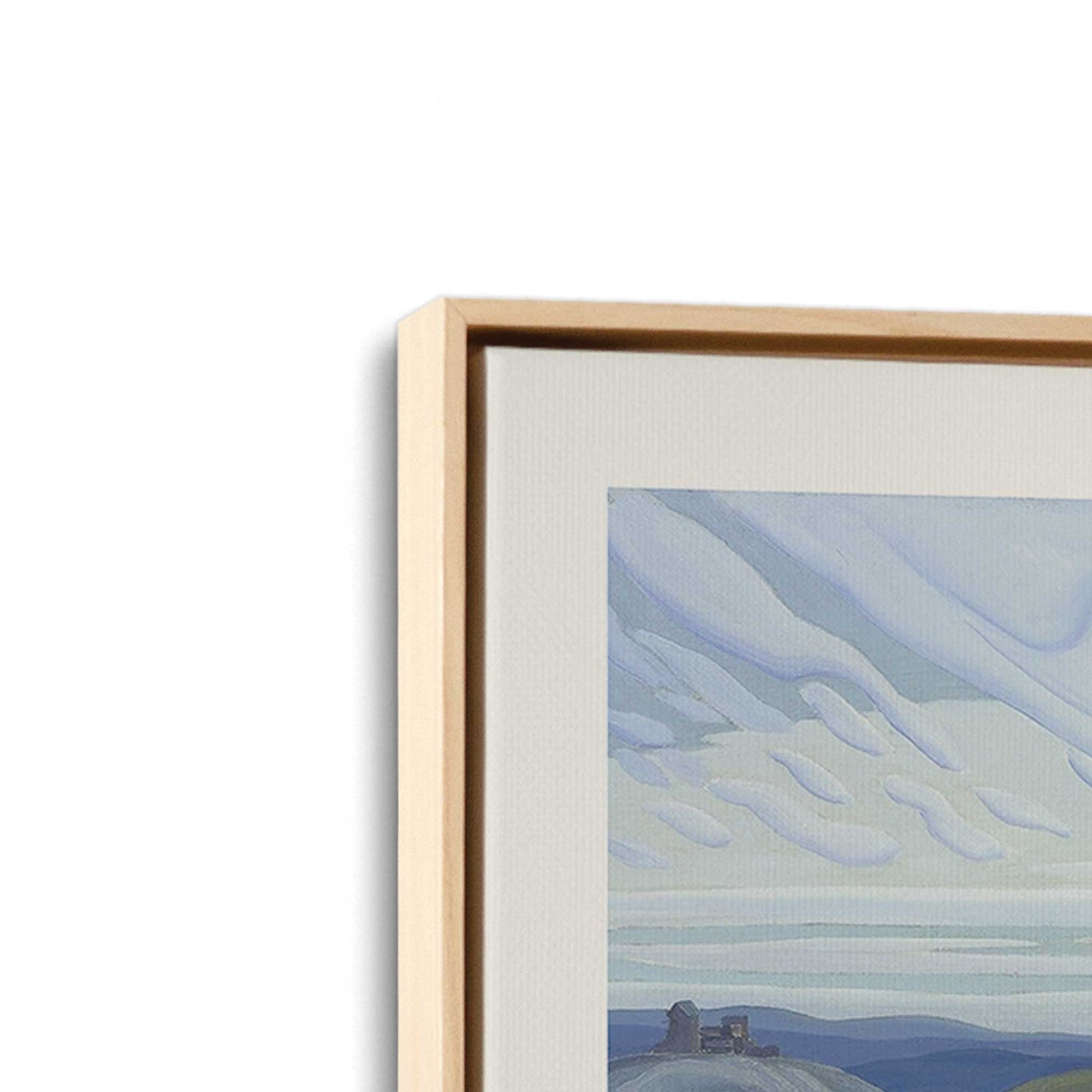 [Color:American Maple], Picture of art in a American Maple frame at an angle