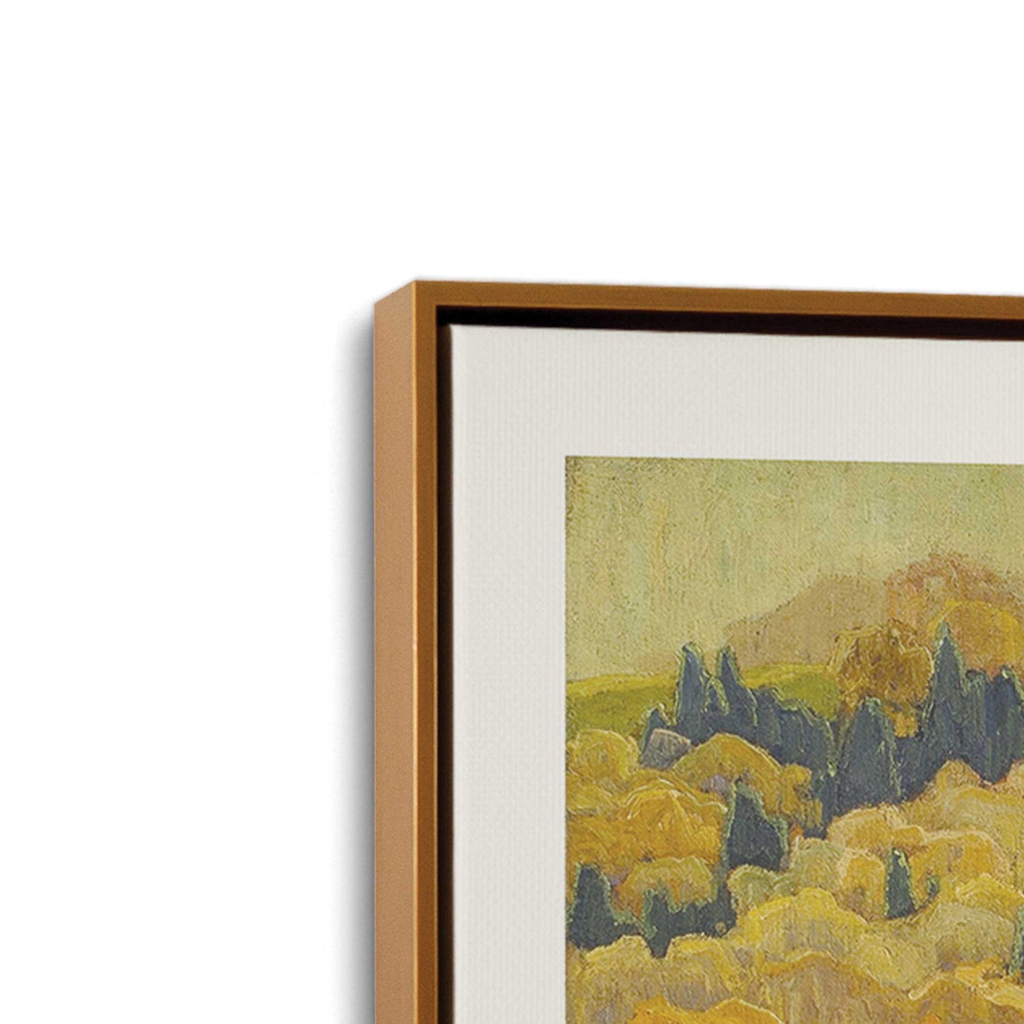 [Color:Polished Gold], Picture of art in a Polished Gold frame at an angle