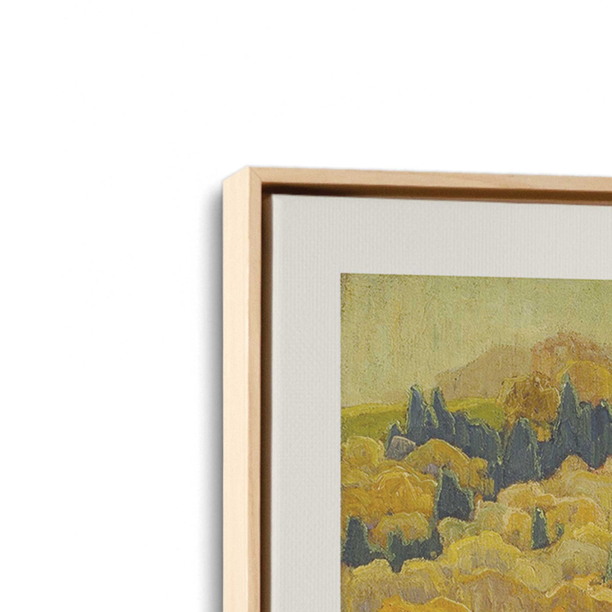 [Color:American Maple], Picture of art in a American Maple frame at an angle