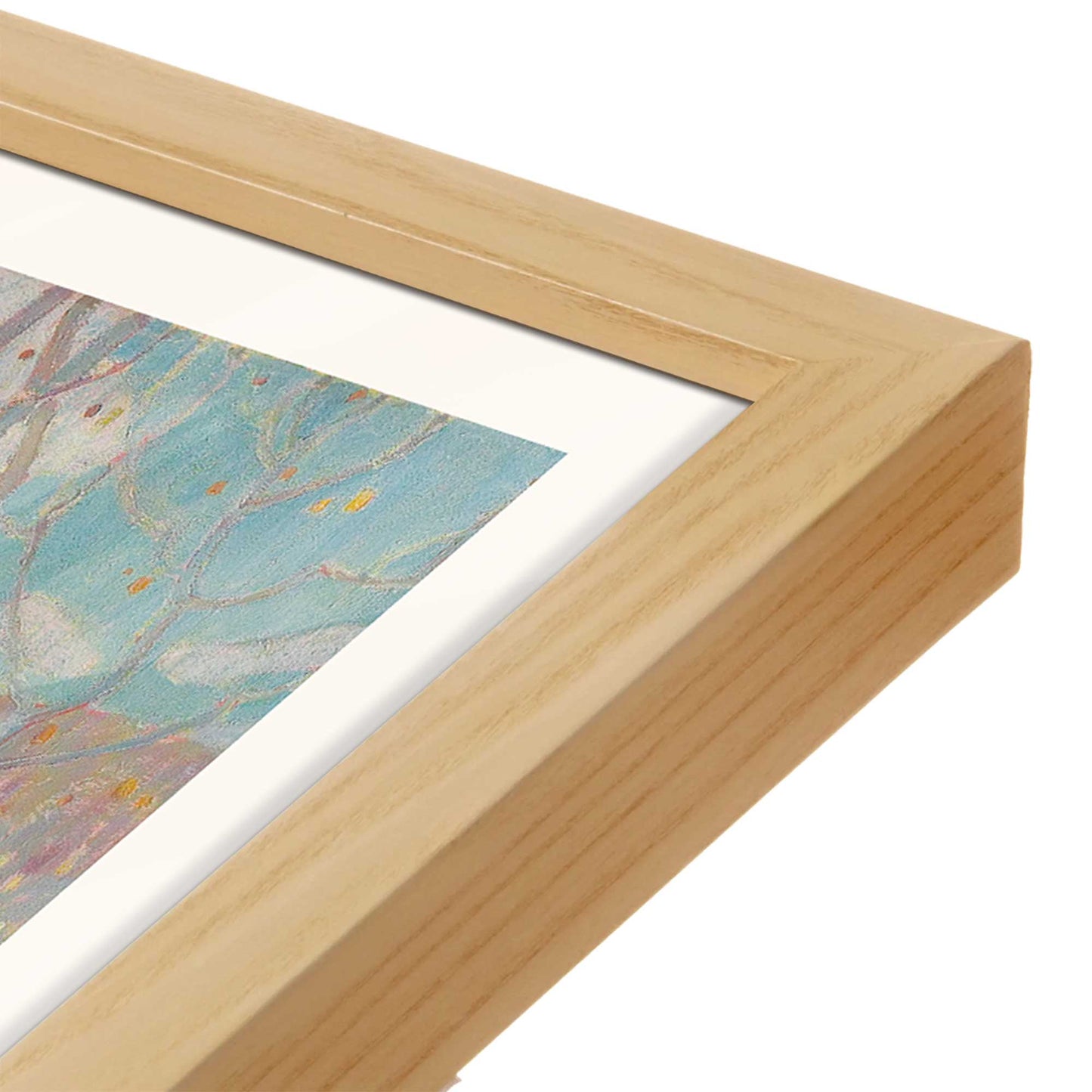 [Color:American Maple], Picture of art in a American Maple frame at an angle