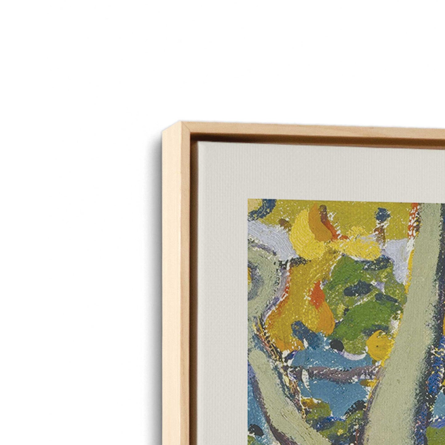 [Color:American Maple], Picture of art in a American Maple frame at an angle
