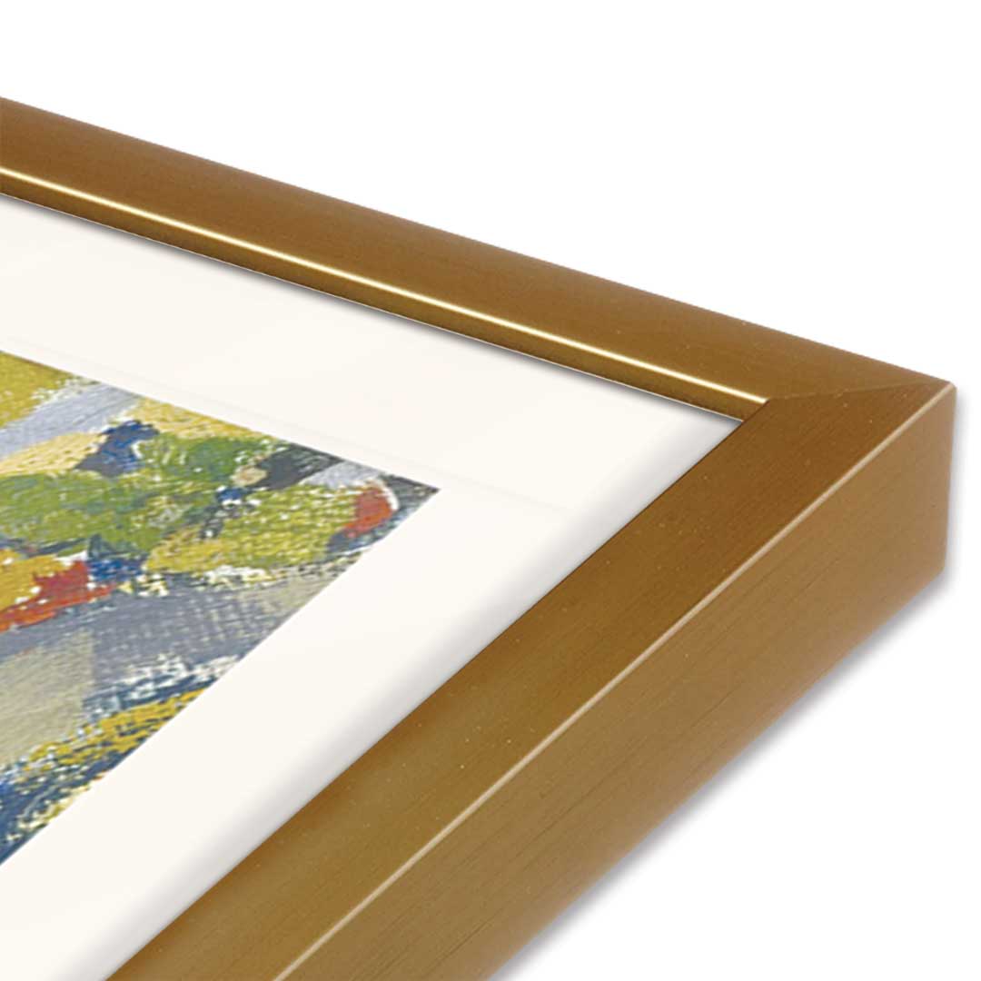 [Color:Polished Gold], Picture of art in a Polished Gold frame at an angle