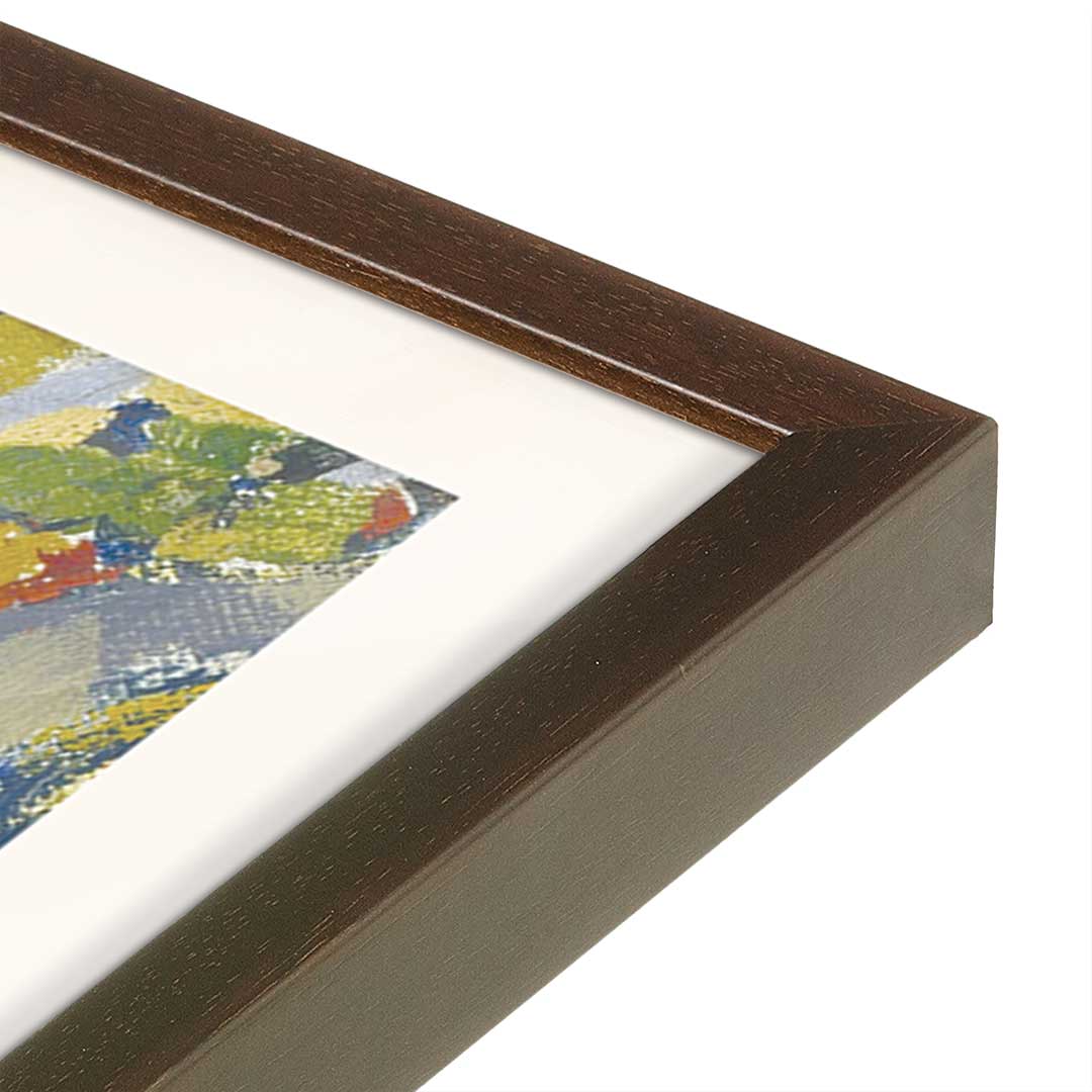 [Color:Brown], Picture of art in a Brown frame at an angle