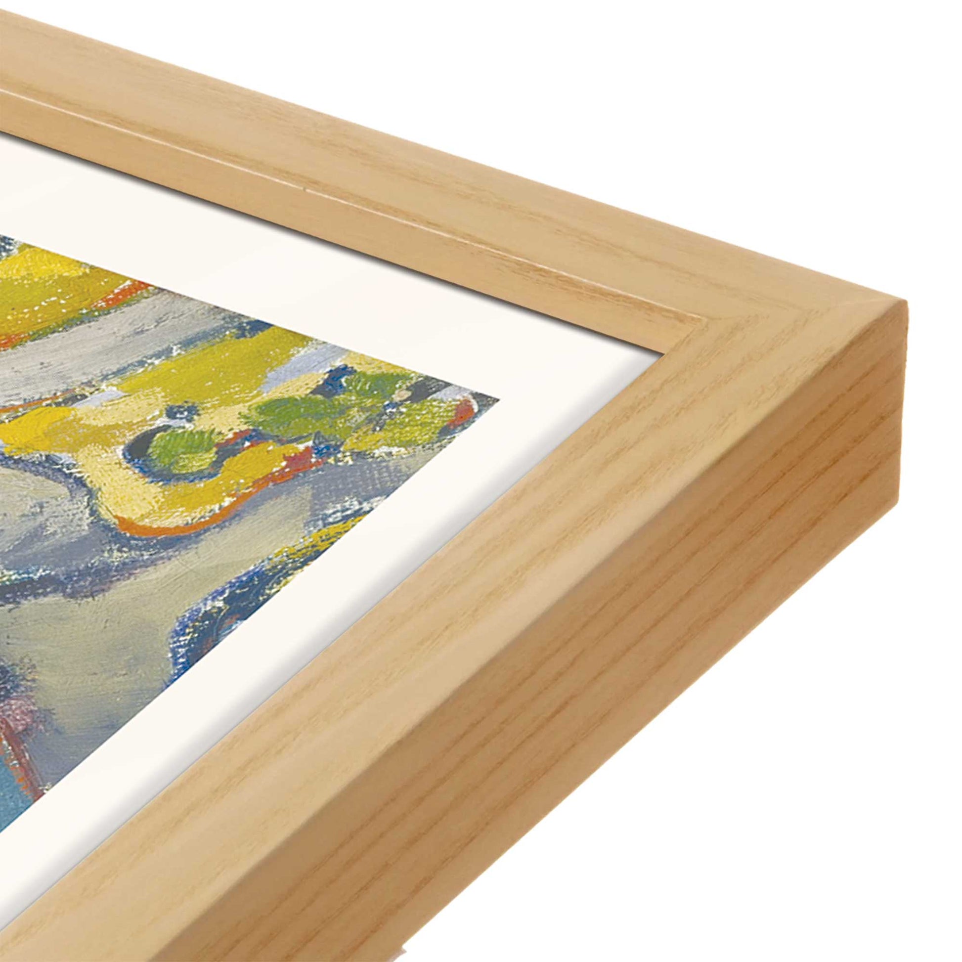 [Color:American Maple], Picture of art in a American Maple frame at an angle