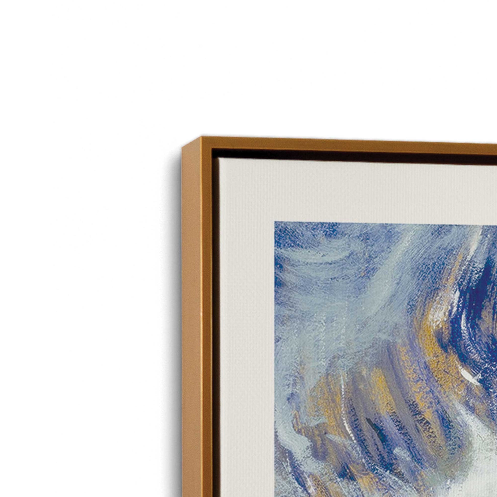 [Color:Polished Gold], Picture of art in a Polished Gold frame at an angle