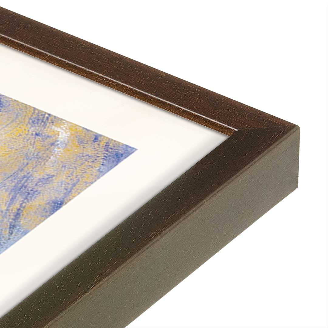 [Color:Brown], Picture of art in a Brown frame at an angle