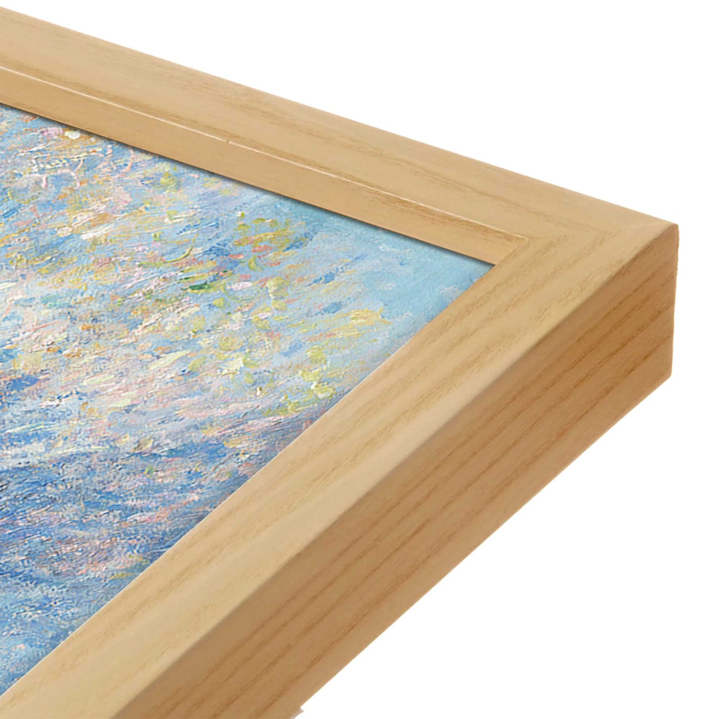 [Color:American Maple], Picture of art in a American Maple frame at an angle