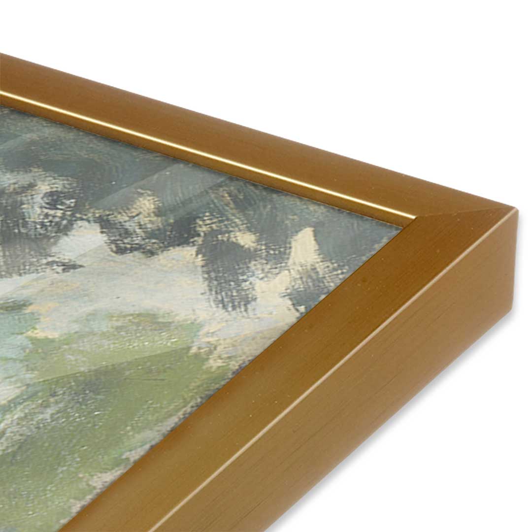 [Color:Polished Gold], Picture of art in a Polished Gold frame at an angle