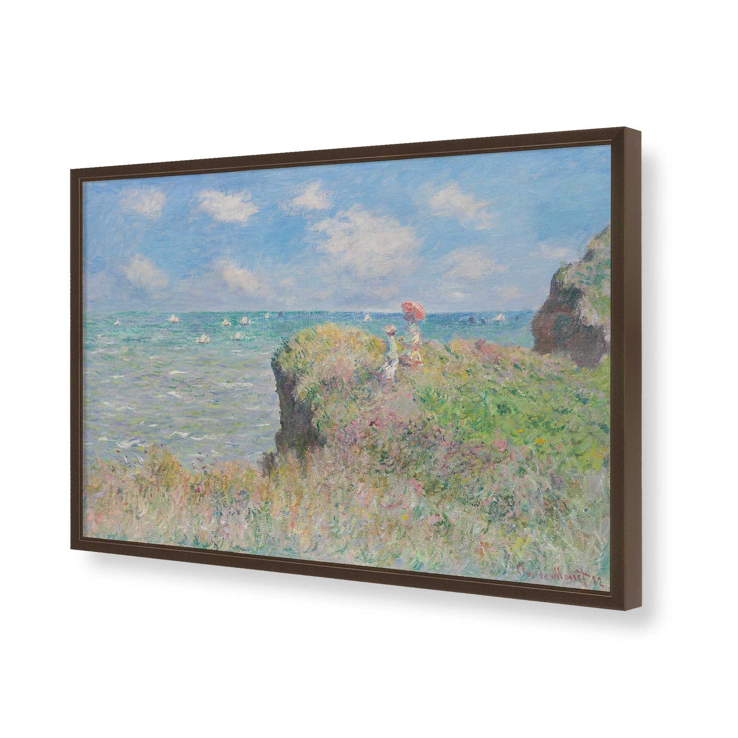 [Color:Brown], Picture of art in a Brown frame of the corner