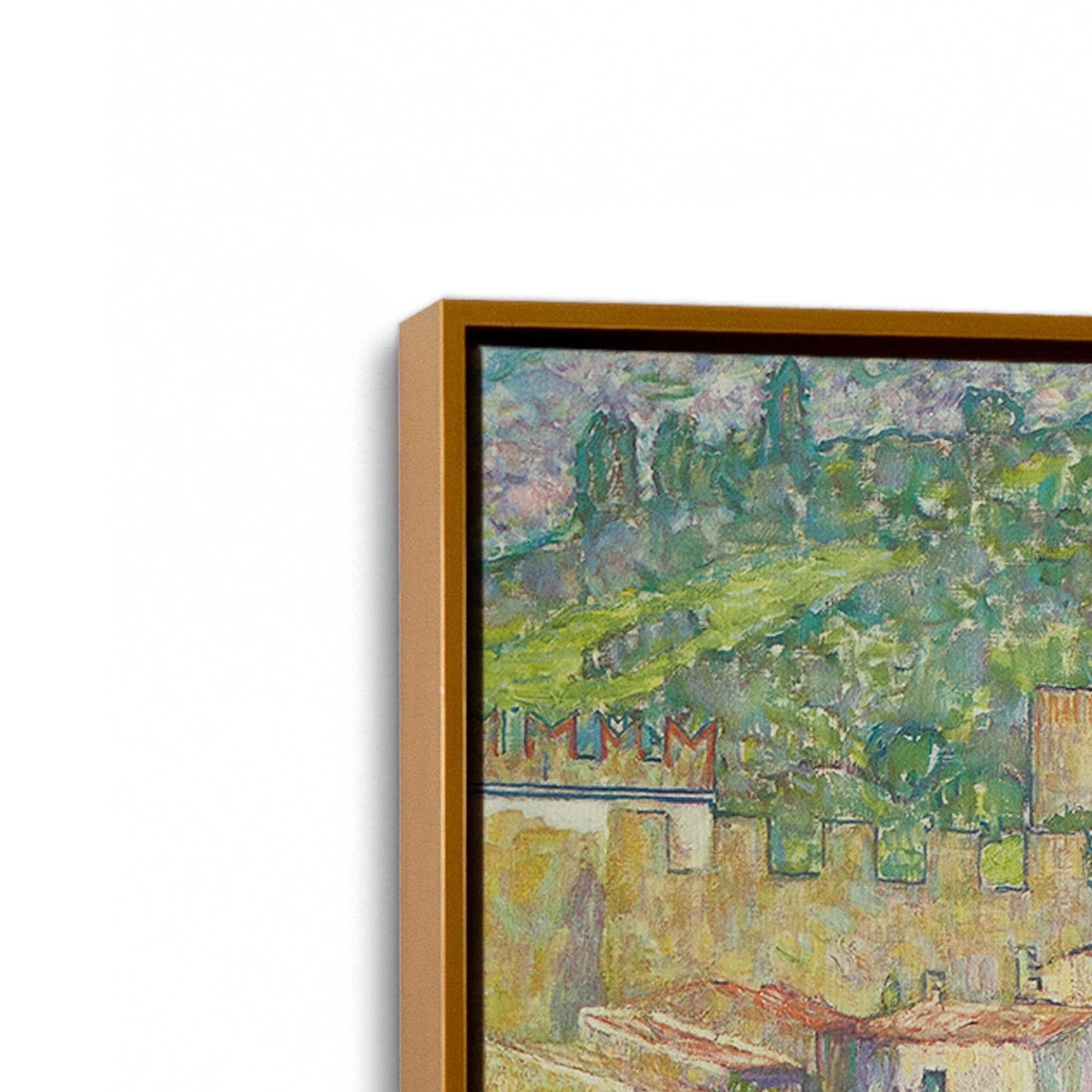 [Color:Polished Gold], Picture of art in a Polished Gold frame at an angle