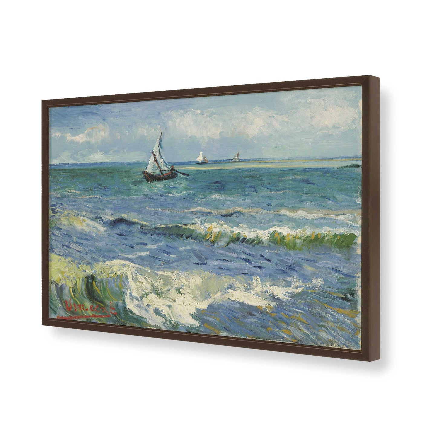 [Color:Brown], Picture of art in a Brown frame of the corner