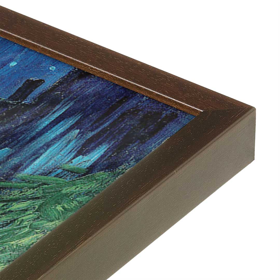 [Color:Brown], Picture of art in a Brown frame at an angle