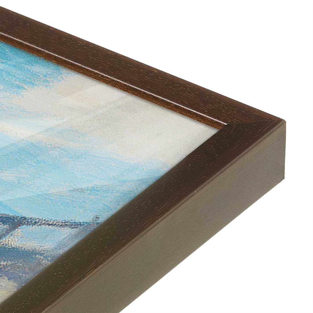 [Color:Brown], Picture of art in a Brown frame at an angle