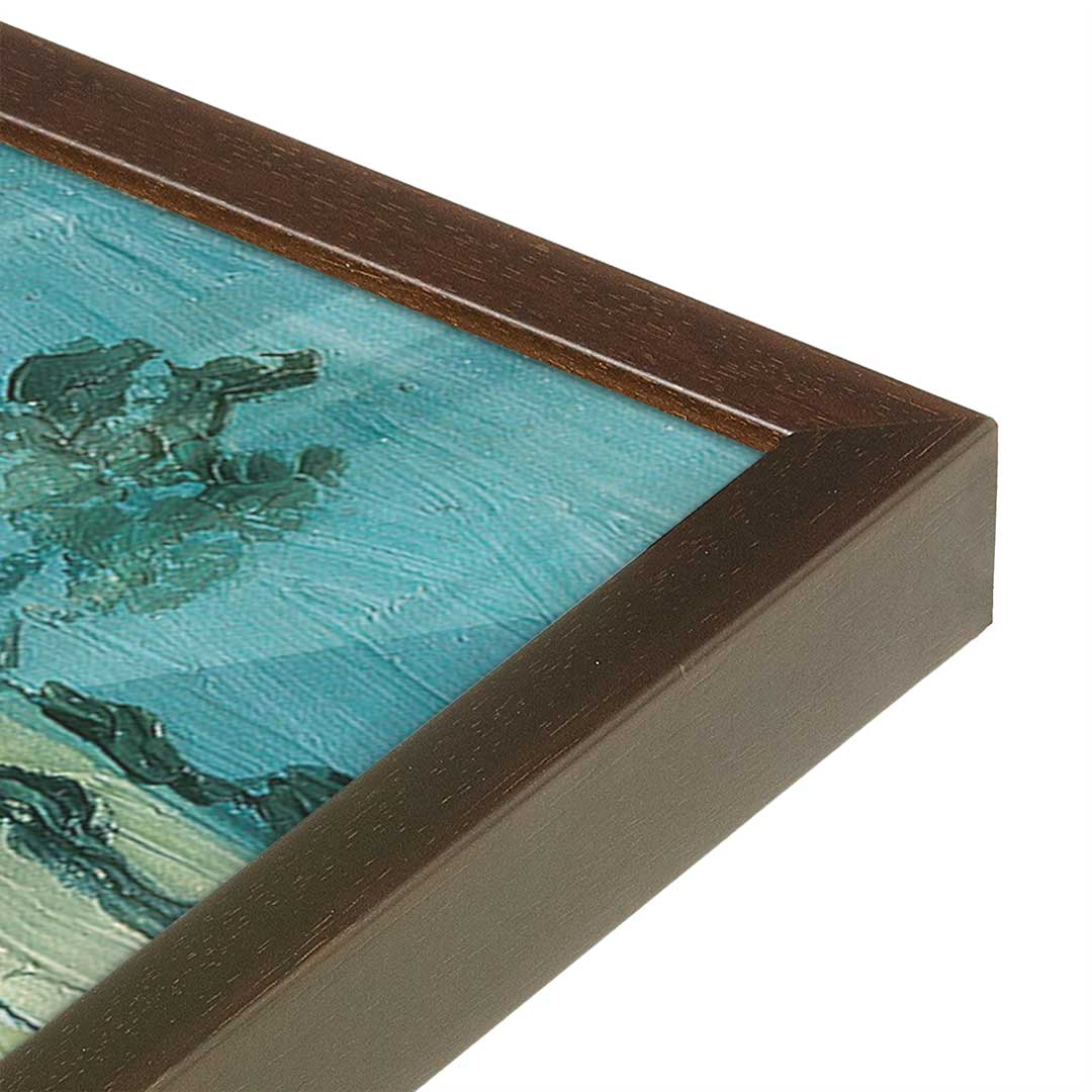 [Color:Brown], Picture of art in a Brown frame at an angle