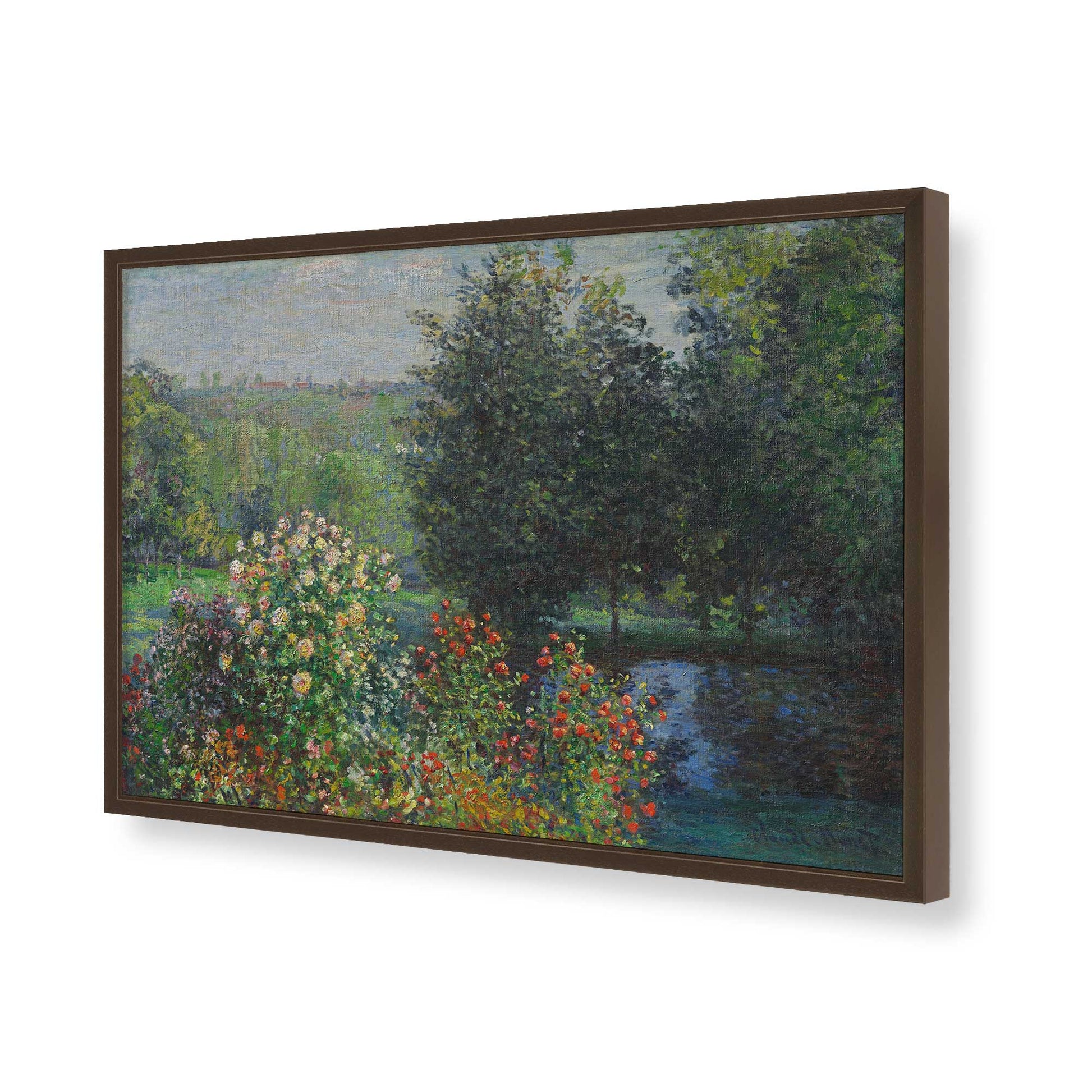 [Color:Brown], Picture of art in a Brown frame of the corner