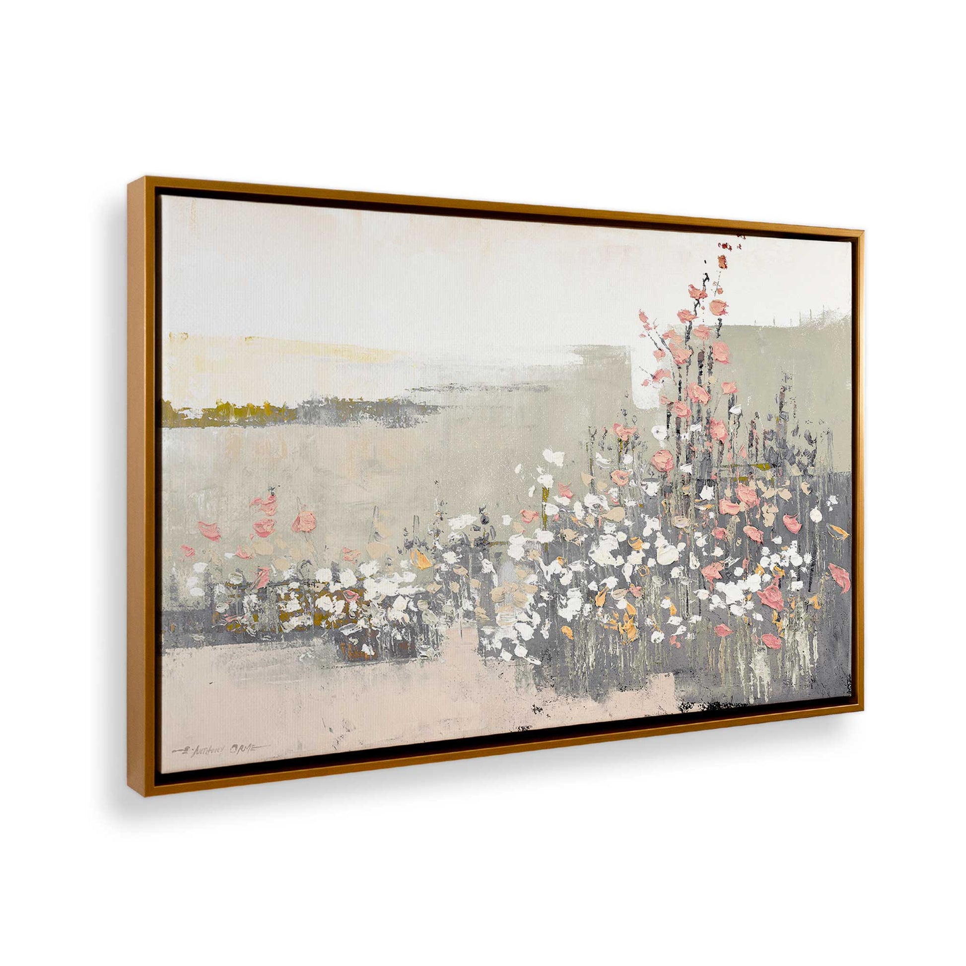 [Color:Polished Gold], Picture of art in a Polished Gold frame at an angle