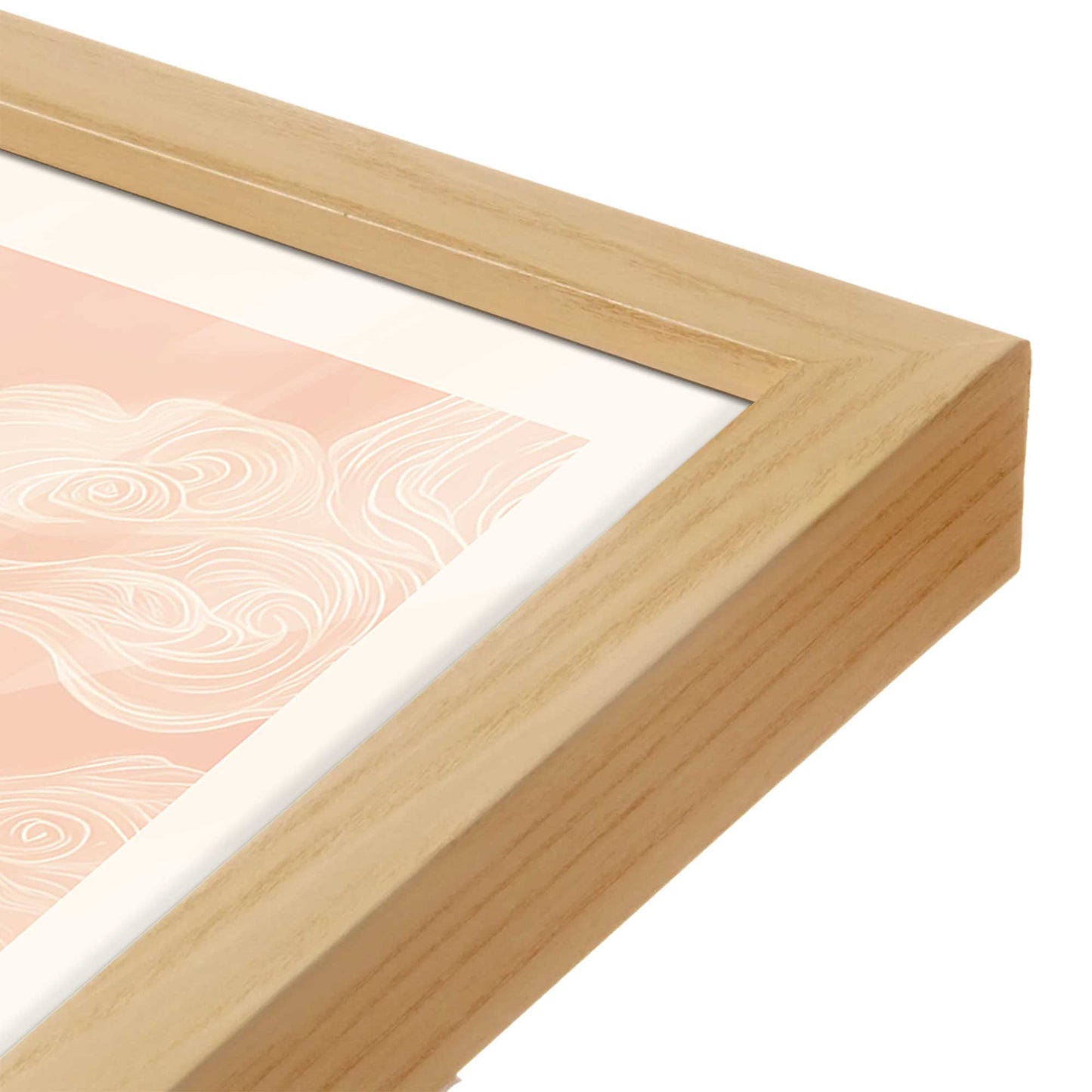 [Color:American Maple], Picture of art in a American Maple frame at an angle