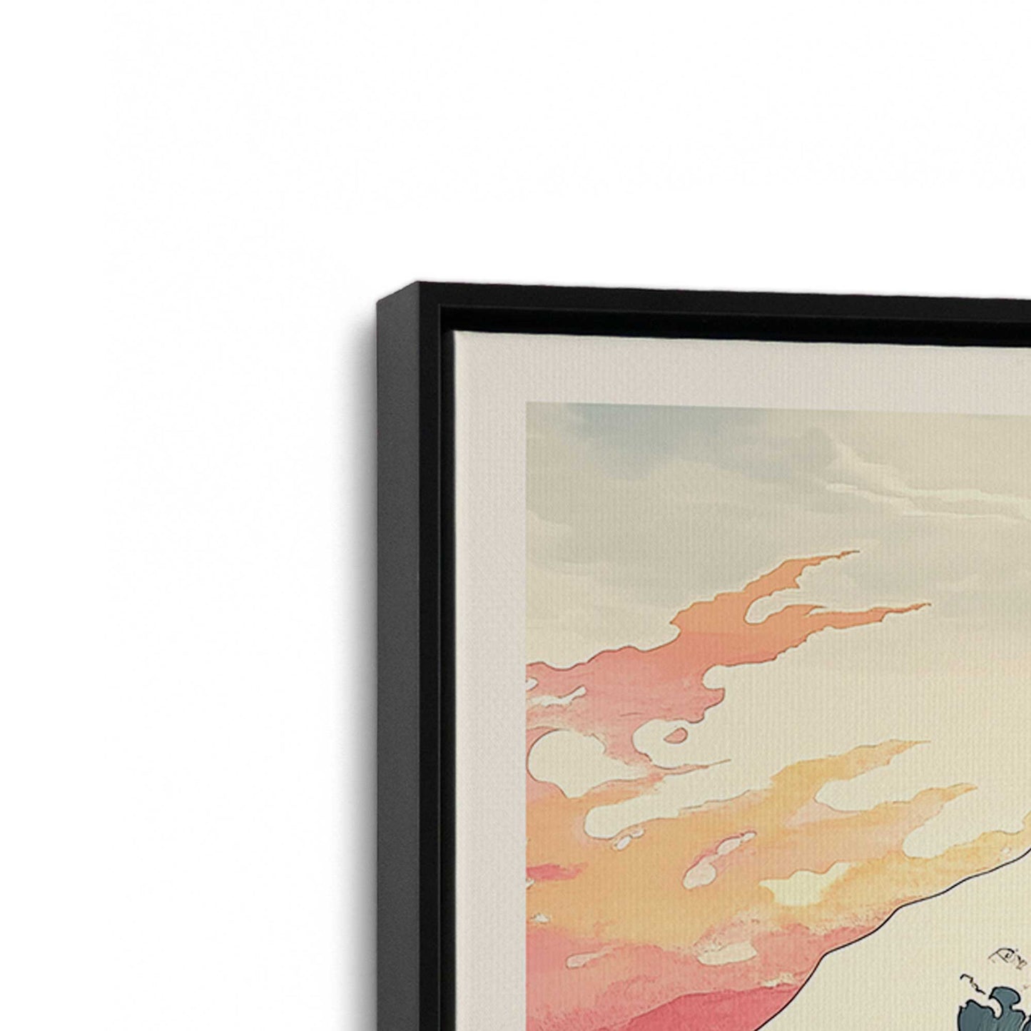 [Color:Satin Black], Picture of art in a Satin Black frame at an angle