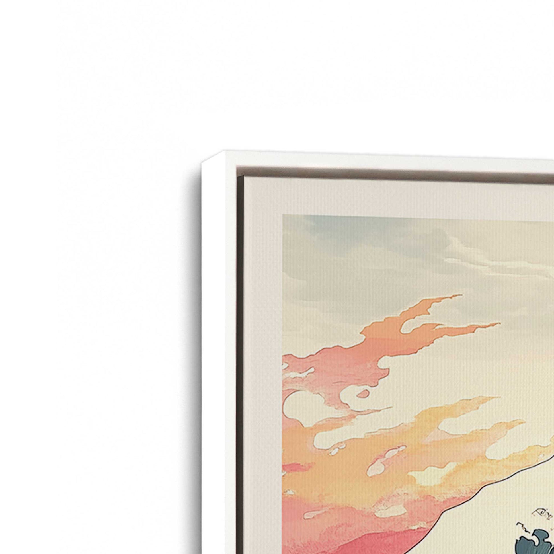 [Color:Opaque White], Picture of art in a White frame at an angle
