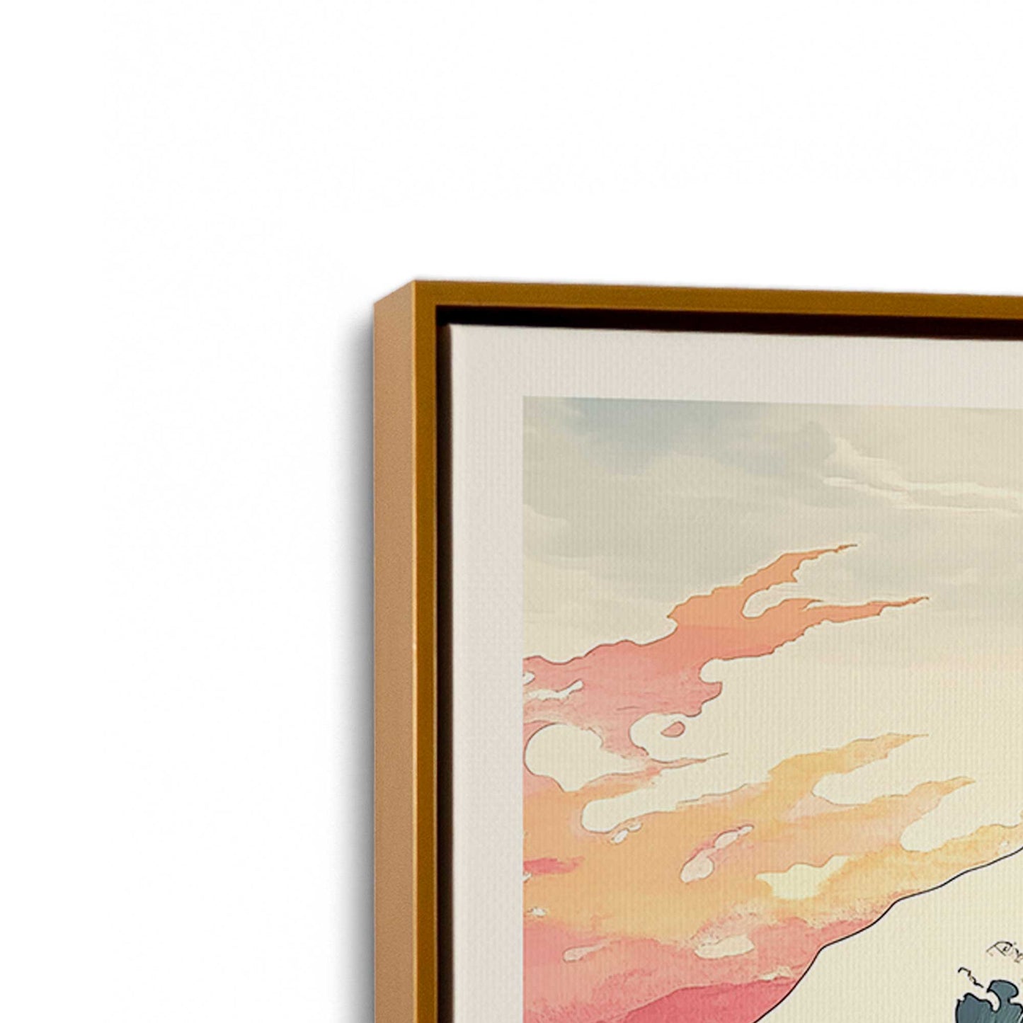 [Color:Polished Gold], Picture of art in a Polished Gold frame at an angle