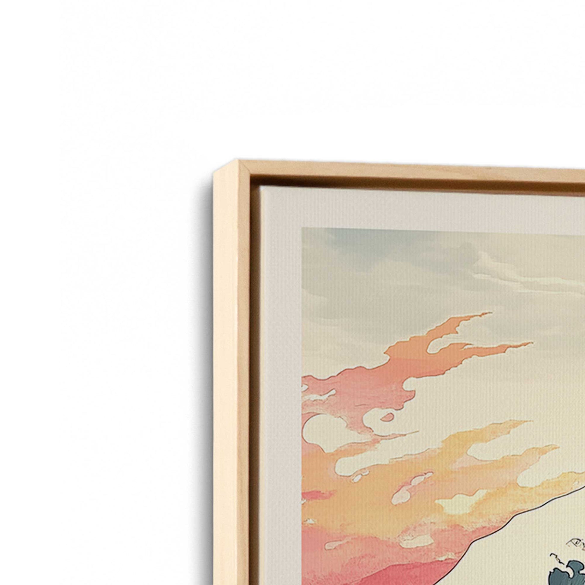 [Color:American Maple], Picture of art in a American Maple frame at an angle