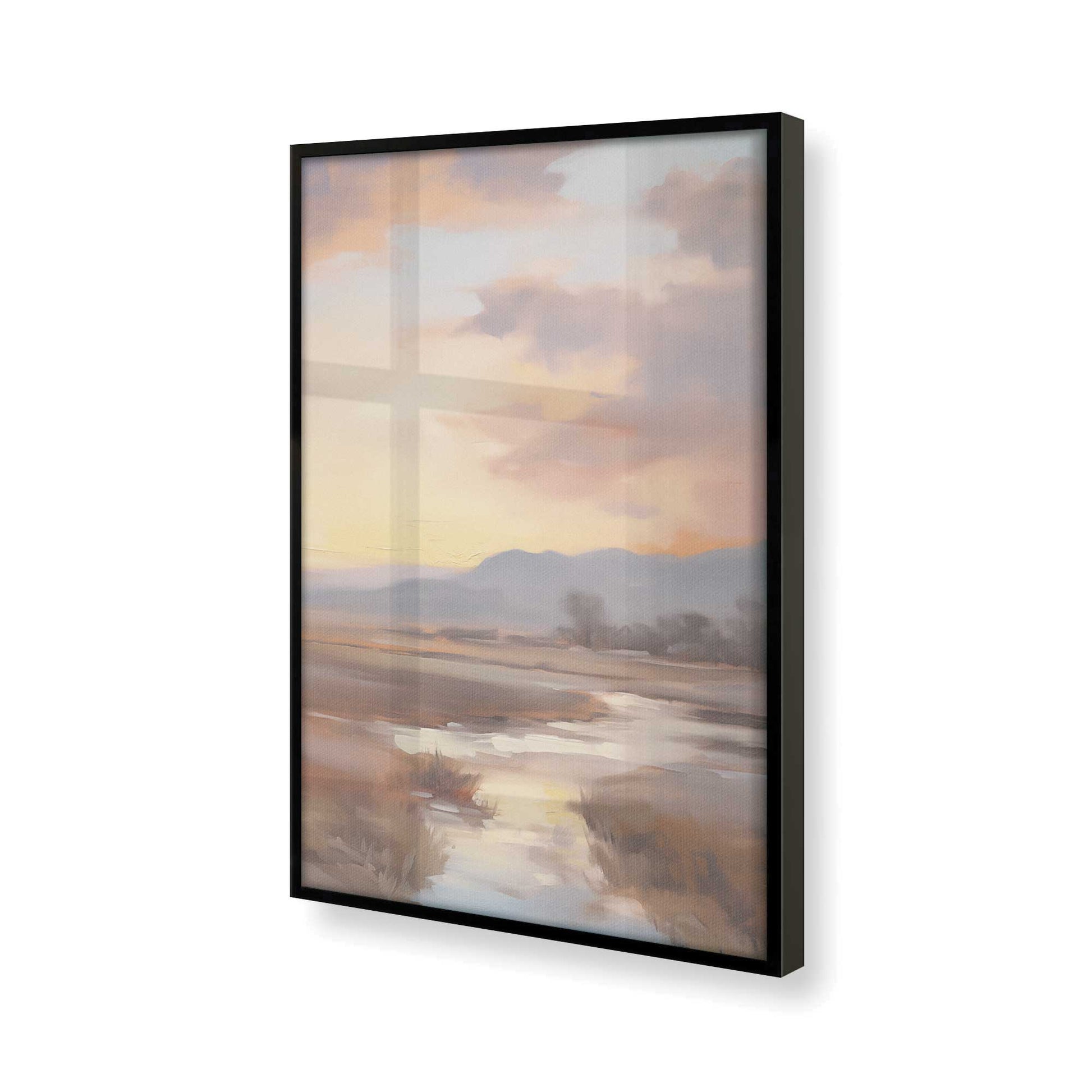 [Color:Satin Black], Picture of art in a Satin Black frame of the corner