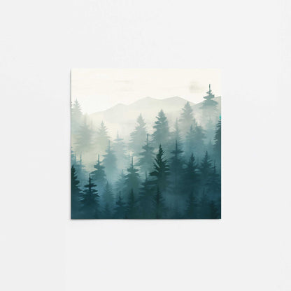 Misty Pine Forest in Blue Promotional Rolled Print