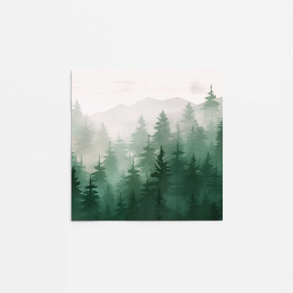 Misty Pine Forest in Green Promotional Rolled Print