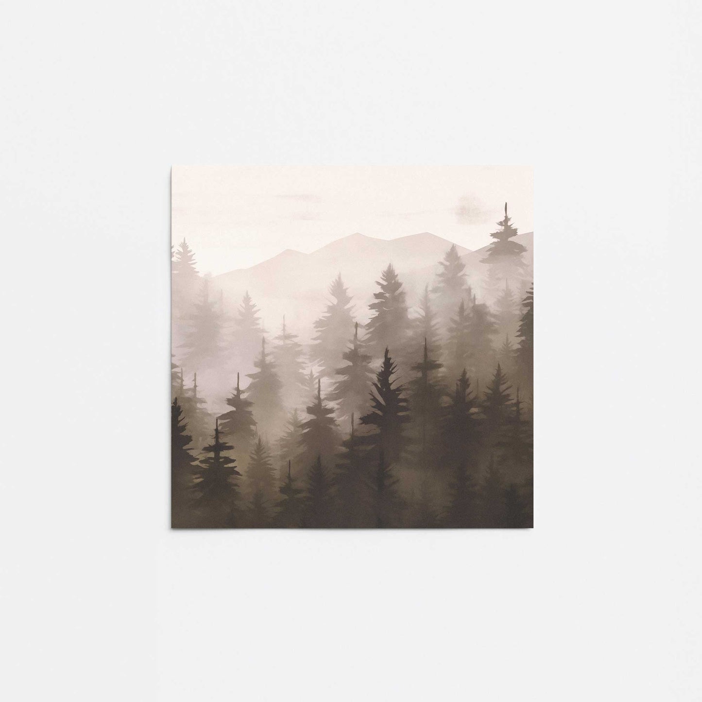 Misty Pine Forest in Brown Promotional Rolled Print