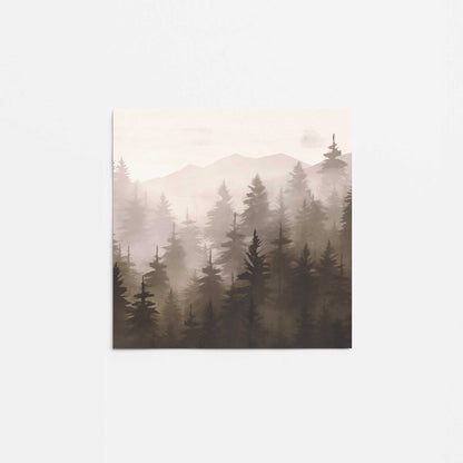 Misty Pine Forest in Brown Promotional Rolled Print