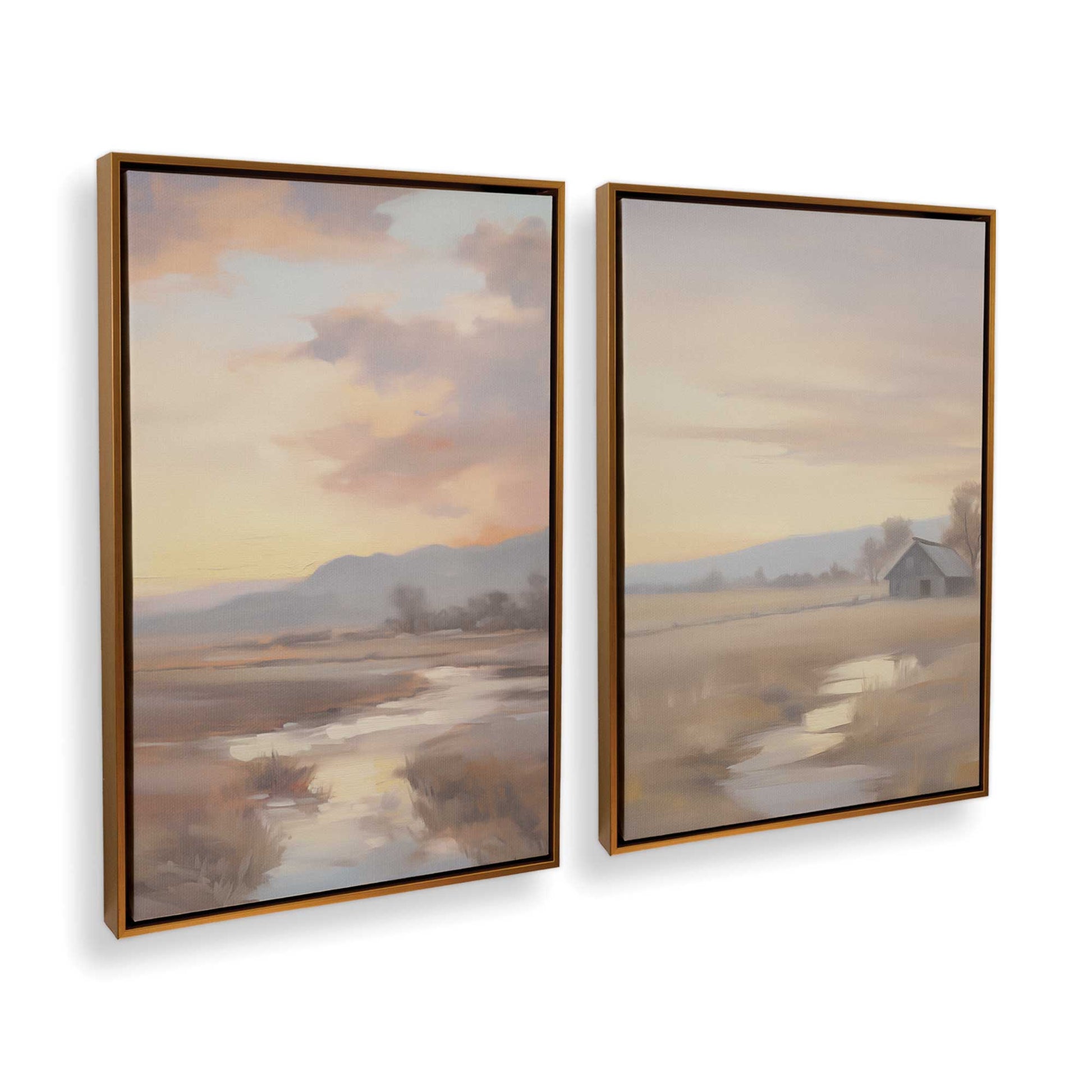 [Color:Polished Gold], Picture of art in a Polished Gold frame at an angle
